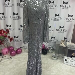 Elegant Long Sleeve Gray Dress